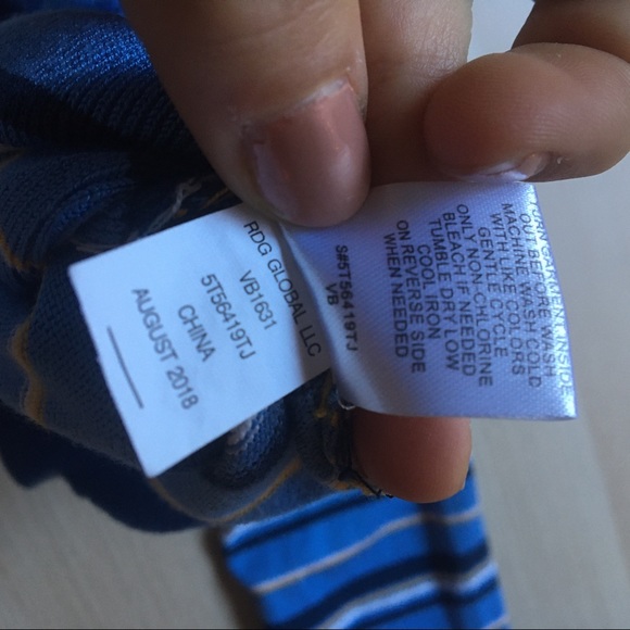 Freshman 1996, Blue, Tie Front, Striped cropped Sweater, size large - Picture 8 of 8